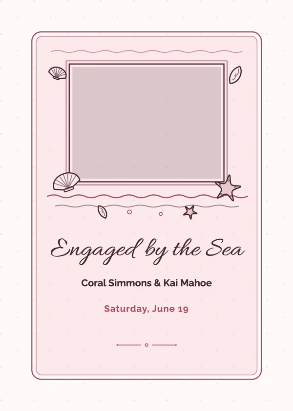 Sea Photo — Nautical & Beach engagement invitation with a photo window