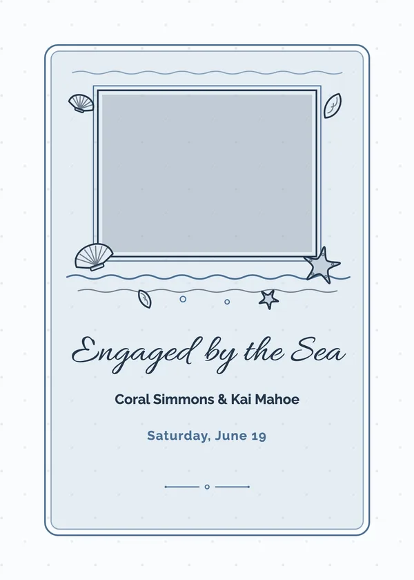 Sea Photo — Nautical & Beach engagement invitation with a photo window