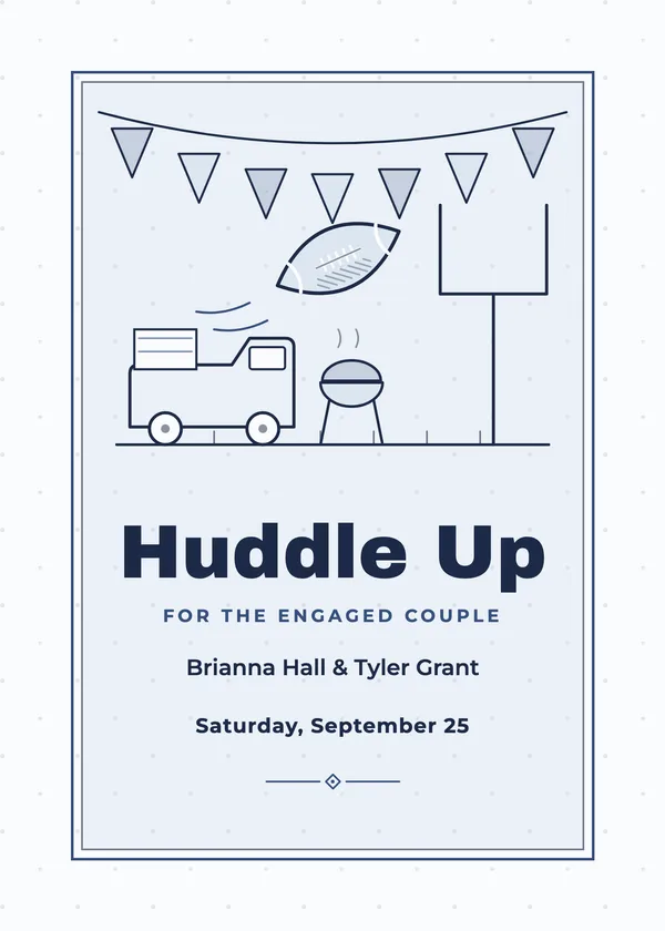 Huddle Up — Game Day & Tennis engagement invitation