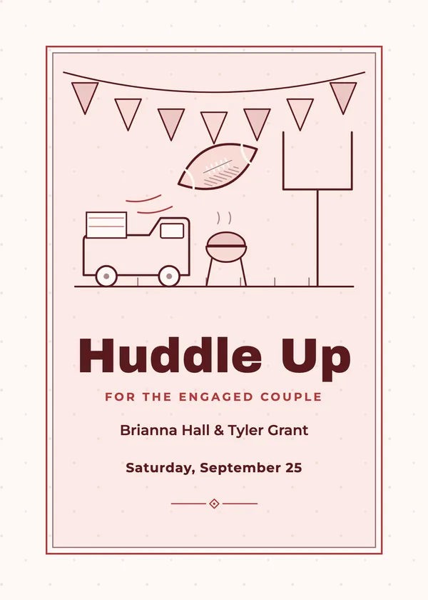 Huddle Up — Game Day & Tennis engagement invitation