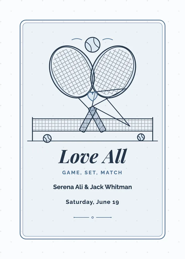 Love All — Game Day & Tennis engagement invitation