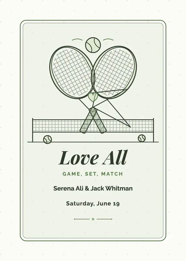 Love All — Game Day & Tennis engagement invitation