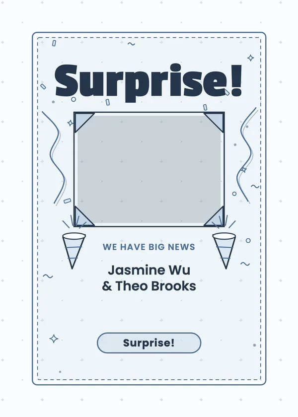 Surprise Photo — Surprise engagement invitation with a photo window