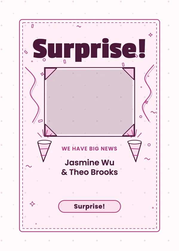 Surprise Photo — Surprise engagement invitation with a photo window