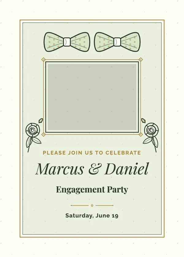 Two Grooms Photo — Two Grooms engagement invitation with a photo window
