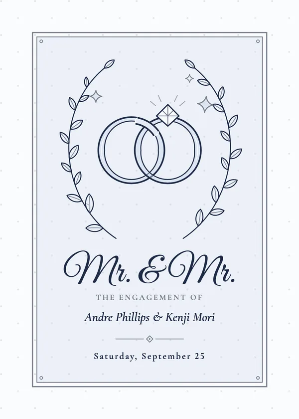 Mr. & Mr. — Two Grooms engagement invitation