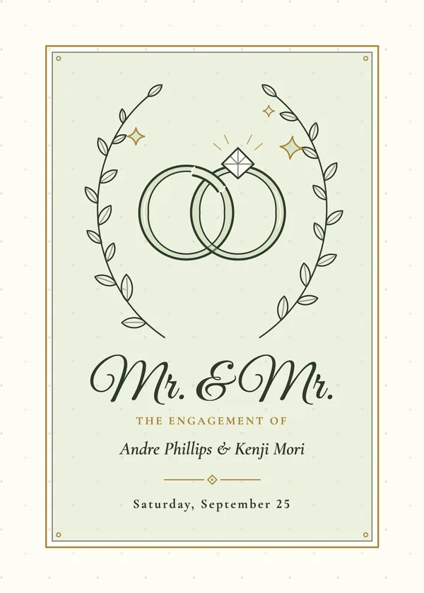 Mr. & Mr. — Two Grooms engagement invitation