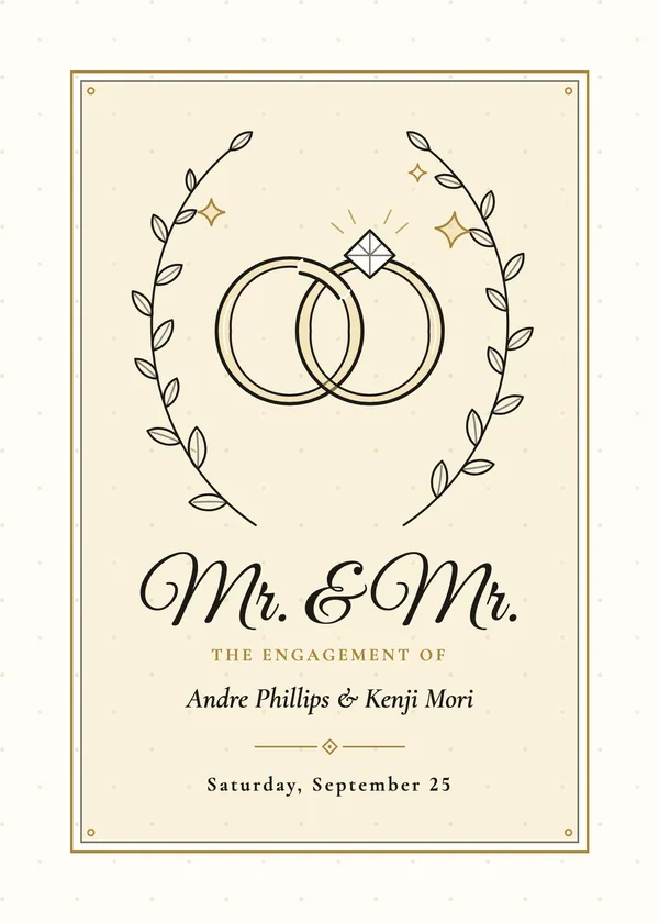 Mr. & Mr. — party styles engagement invitation