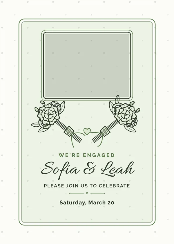 Two Brides Photo — Two Brides engagement invitation with a photo window