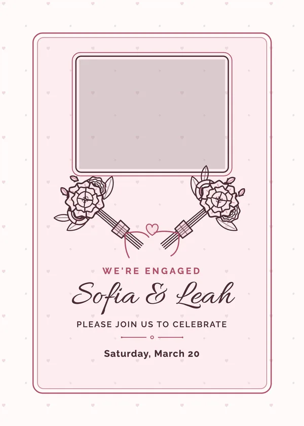 Two Brides Photo — Two Brides engagement invitation with a photo window