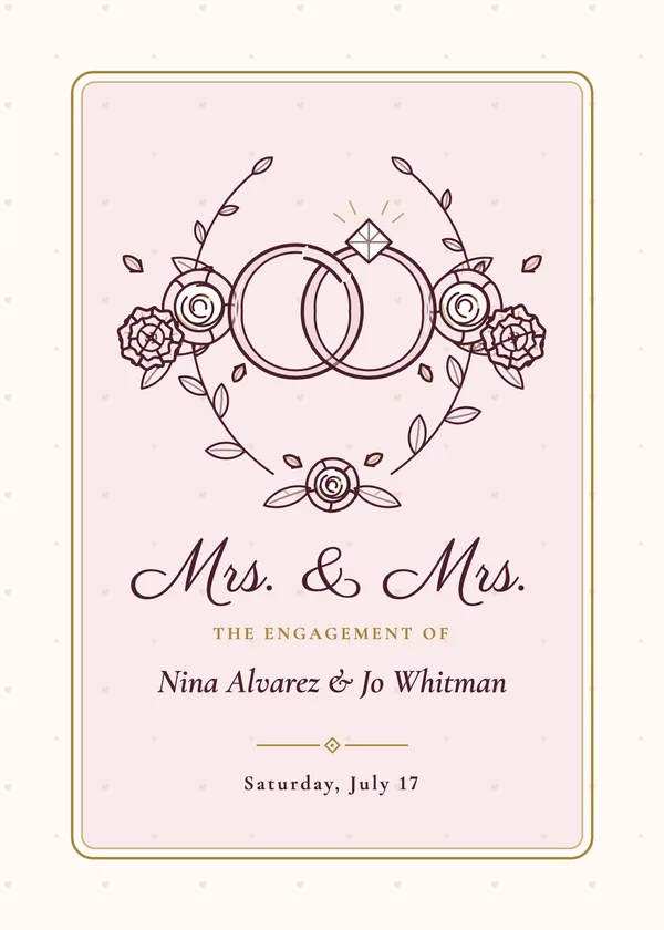 Mrs. & Mrs. — Two Brides engagement invitation