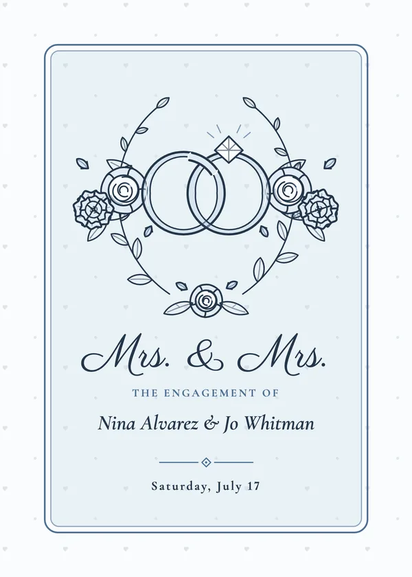 Mrs. & Mrs. — Two Brides engagement invitation