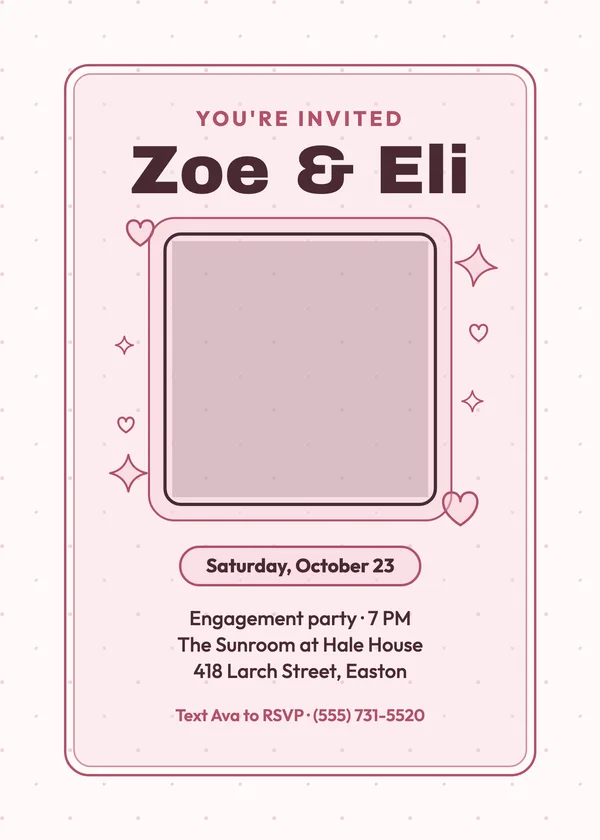 Phone Invite — Text & Email engagement invitation with a photo window