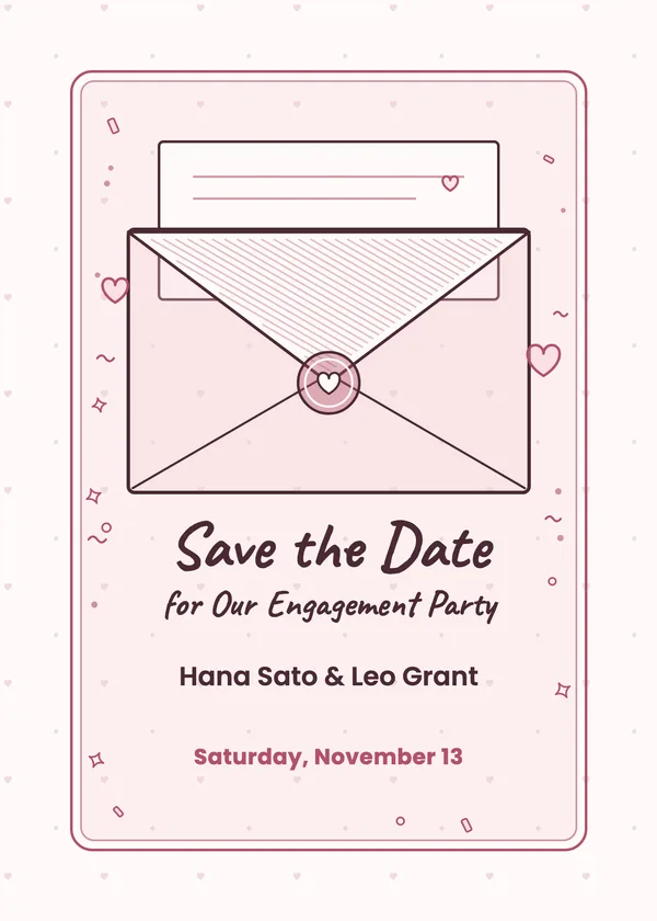 Envelope Save the Date — Text & Email engagement invitation