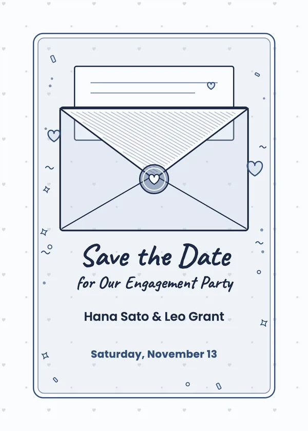 Envelope Save the Date — Text & Email engagement invitation
