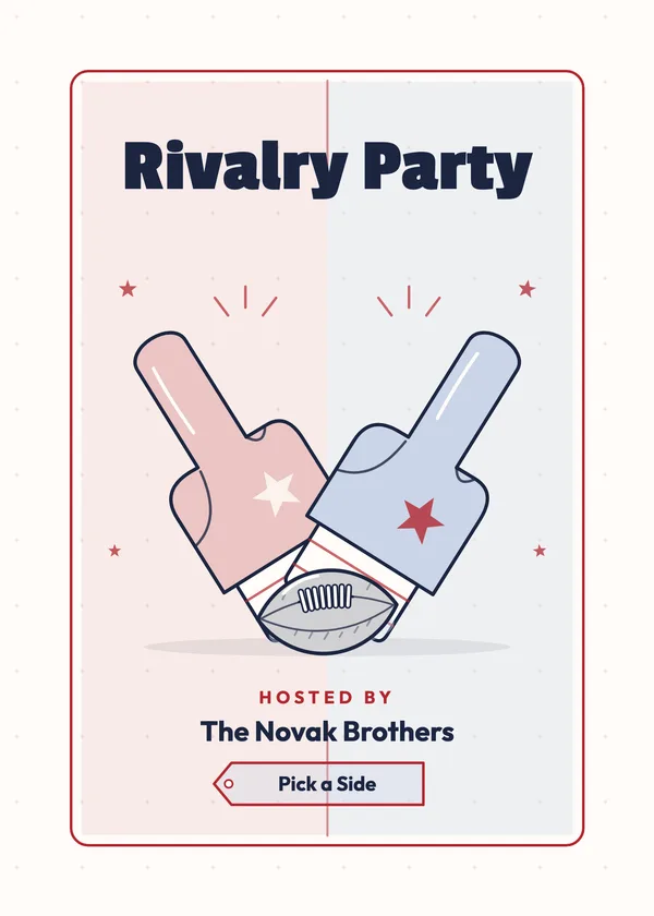 Rivalry Party — House Divided & Rivalry football party invitation
