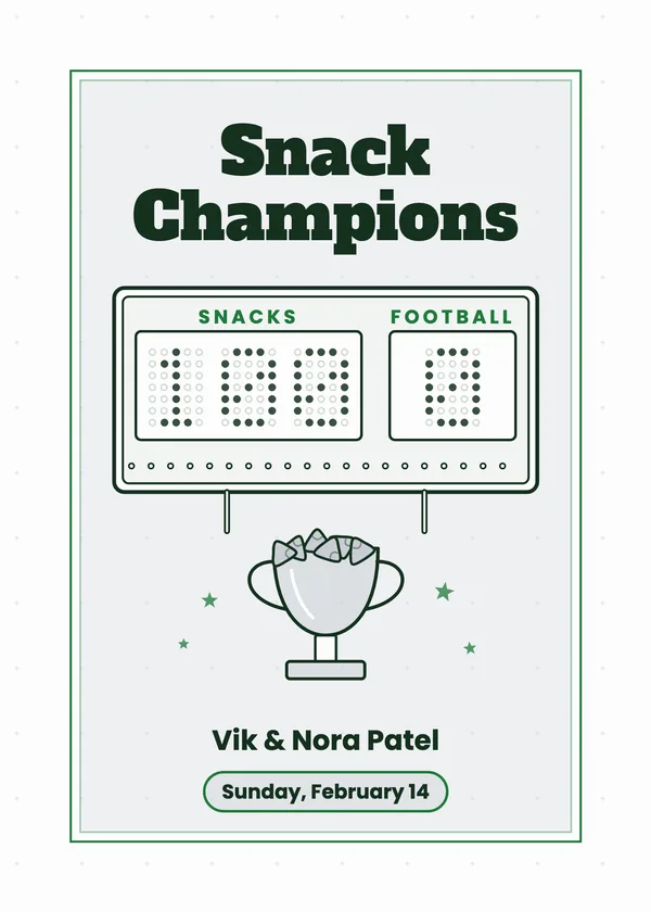 Snack Champions — Funny football party invitation