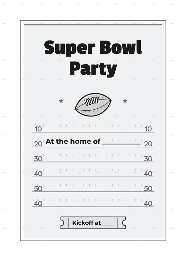 Super Bowl Party (fill-in) — Fill-in Blank football party invitation