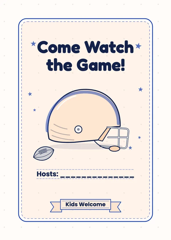 Come Watch the Game (fill-in) — Fill-in Blank football party invitation