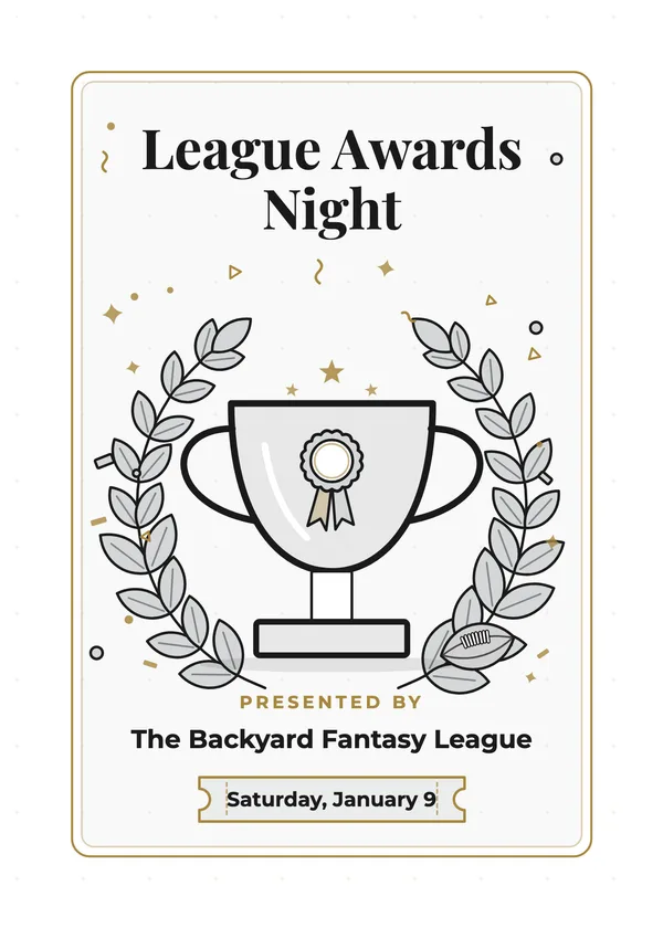 League Awards Night — Fantasy Awards & Finale football party invitation
