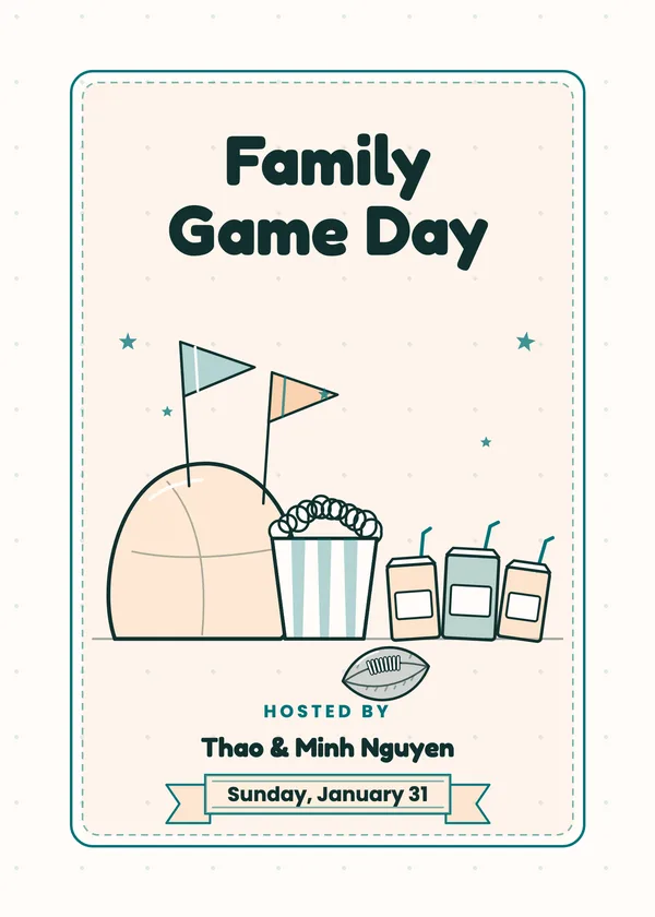 Family Game Day — Family & Kids football party invitation