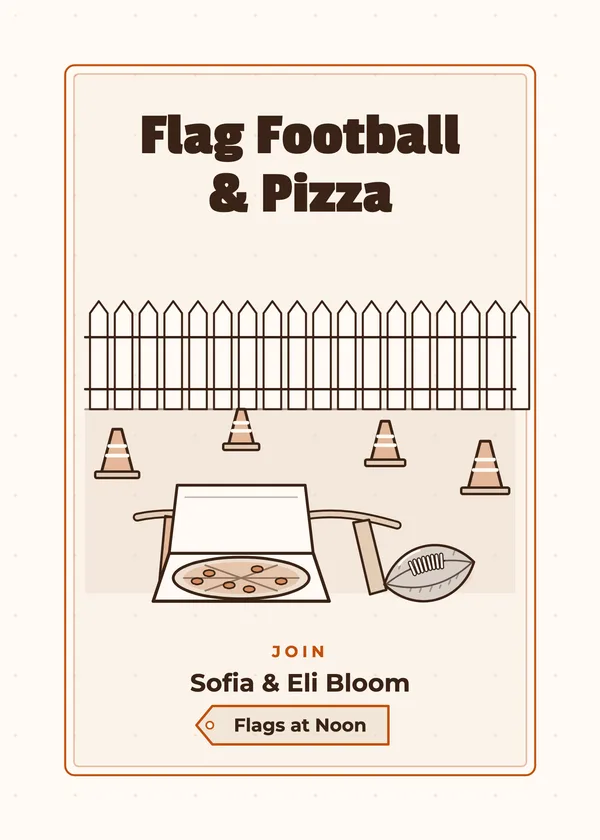 Flag Football & Pizza — Family & Kids football party invitation