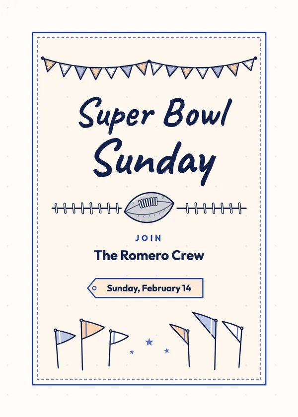 Super Bowl Sunday — Super Bowl Party football party invitation