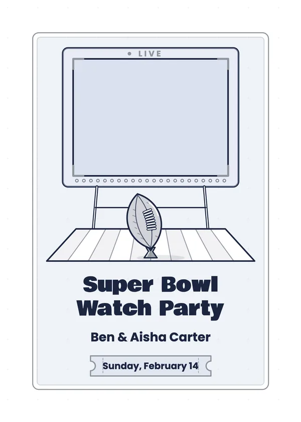 Jumbotron — Watch Party football party invitation with a photo window