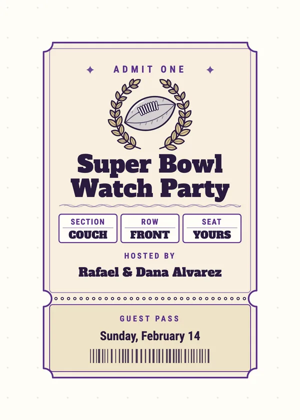 Admit One — Game Tickets football party invitation