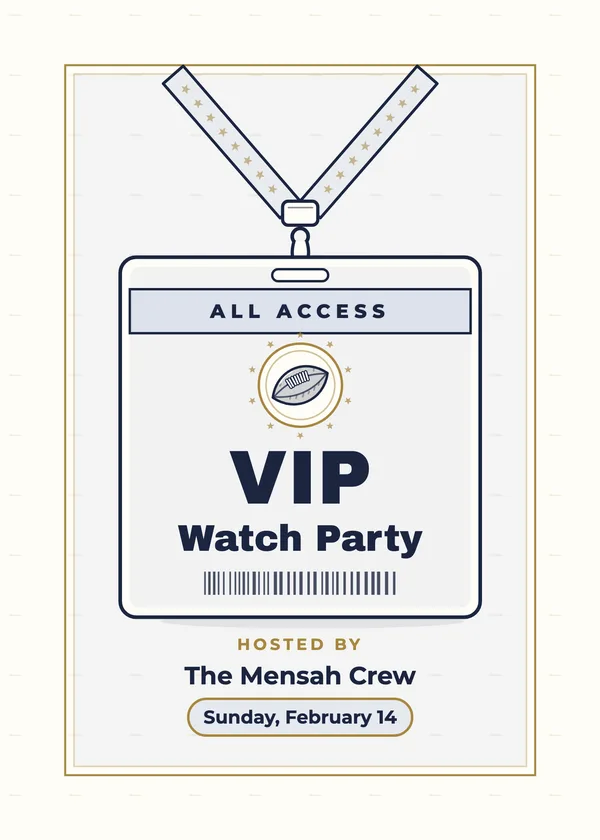 VIP Watch Party — Game Tickets football party invitation