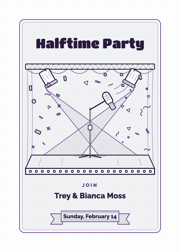 Halftime Party — Halftime & Commercials football party invitation