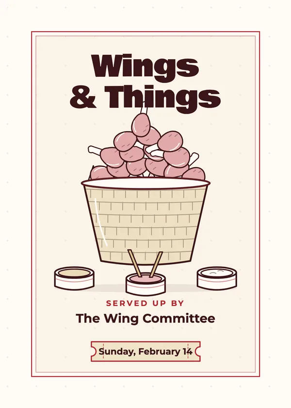 Wings & Things — Wings & Snacks football party invitation