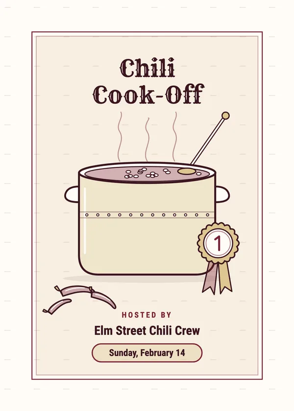 Chili Cook-Off — Chili & Potluck football party invitation