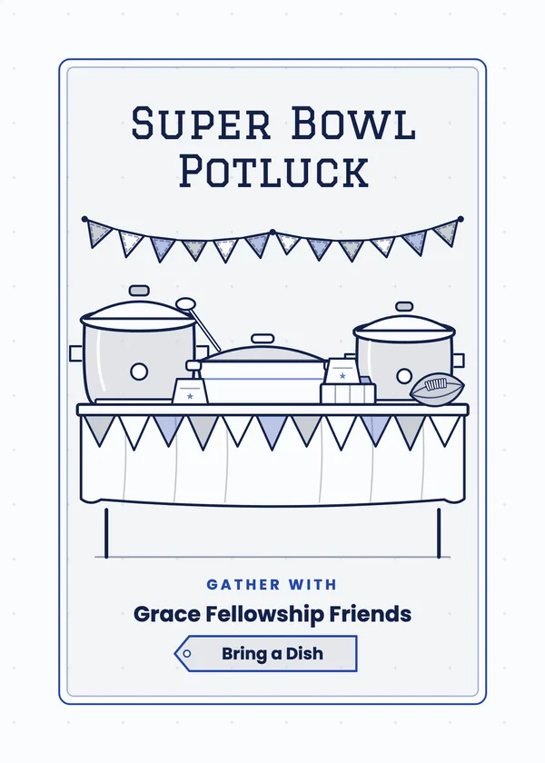 Super Bowl Potluck — Chili & Potluck football party invitation