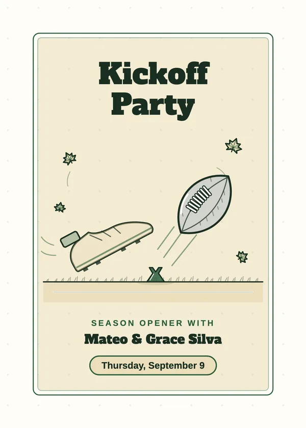 Kickoff Party — Season Kickoff football party invitation