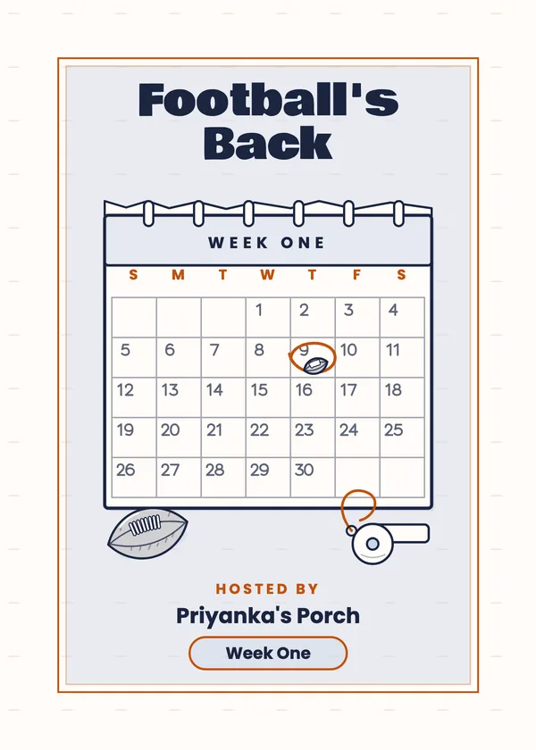 Football's Back — Season Kickoff football party invitation
