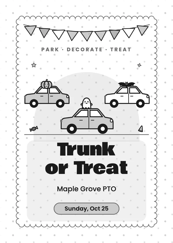 Decorated Cars — Trunk or Treat Halloween invitation