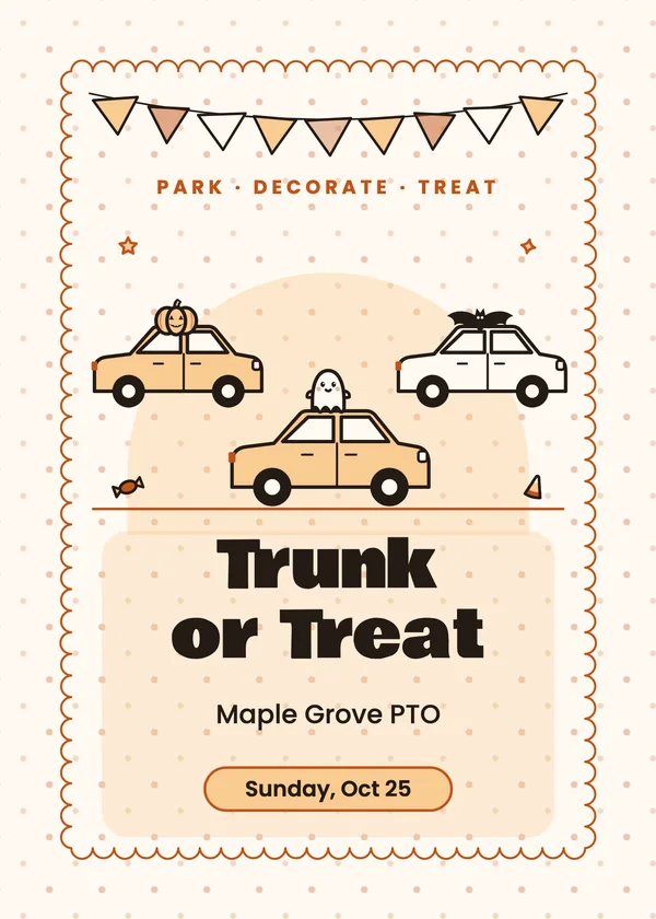 Decorated Cars — Trunk or Treat Halloween invitation