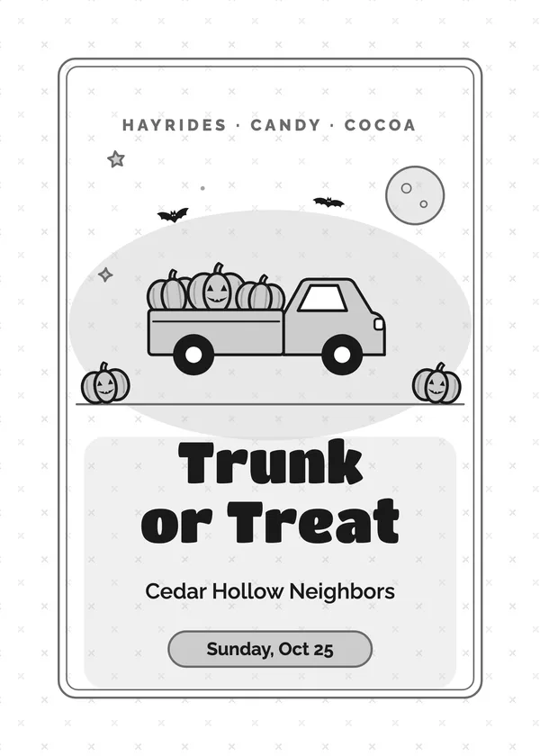 Pumpkin Pickup — Trunk or Treat Halloween invitation