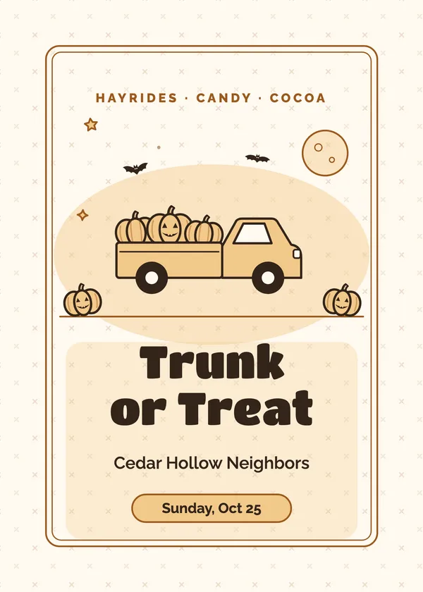 Pumpkin Pickup — Trunk or Treat Halloween invitation