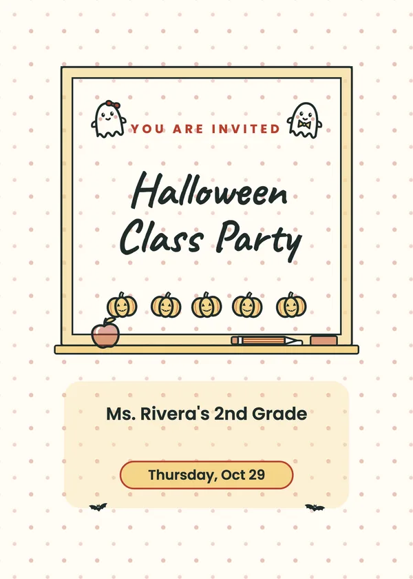 Chalkboard — Classroom Party Halloween invitation