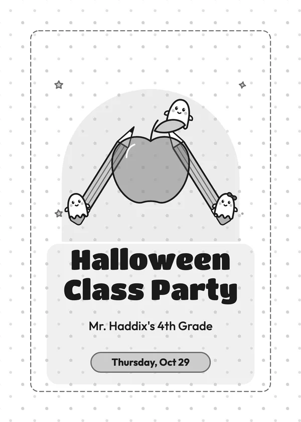 Apple & Pencils — Classroom Party Halloween invitation