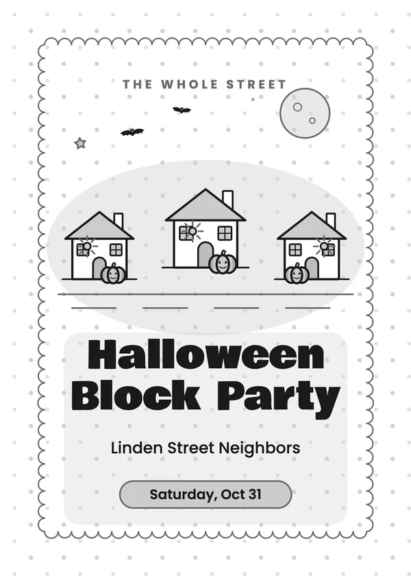 Porch-Light Street — Block Party Halloween invitation