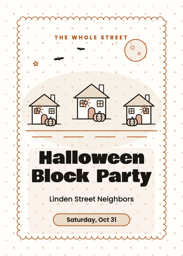Porch-Light Street — Block Party Halloween invitation