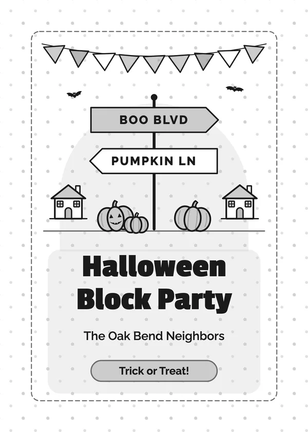 Street Sign — Block Party Halloween invitation
