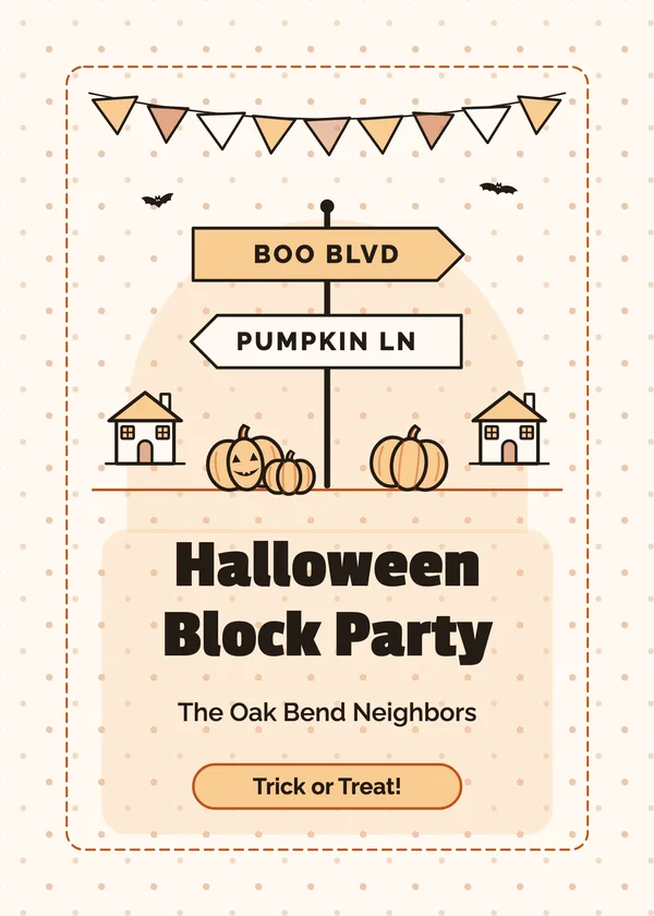 Street Sign — Block Party Halloween invitation