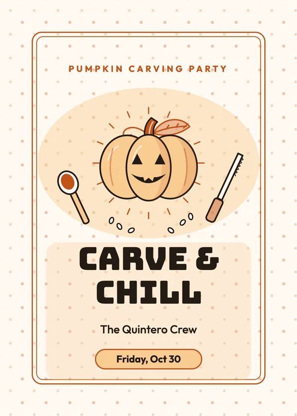 Carving Tools — Pumpkin Carving Party Halloween invitation