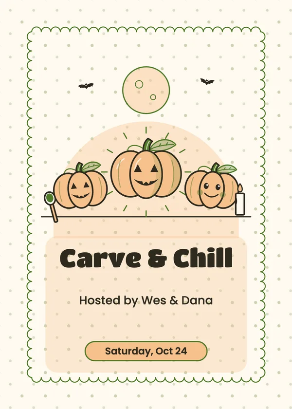Jack-o'-Lantern Row — Pumpkin Carving Party Halloween invitation