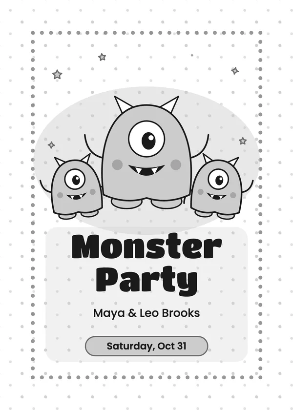 One-Eyed Monsters — Friendly Monsters Halloween invitation