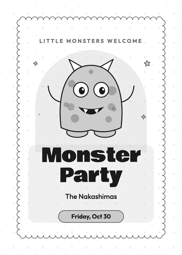 Polka-Dot Monster — Friendly Monsters Halloween invitation